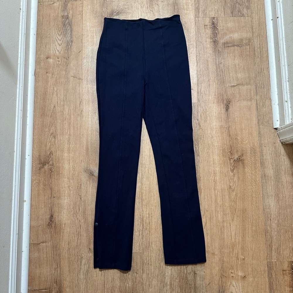 Halara | Navy Blue Snap Ankle High Waisted Pintuck Straight Leg Pants, Size S